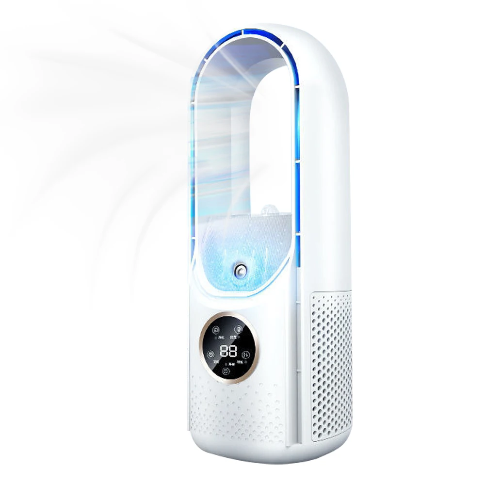 3-In-1 USB Plug-in Bladeless Fan Portable Air Conditioner Fan with 6 Speed Adjustment Timing Spray Cooling Fans for Home