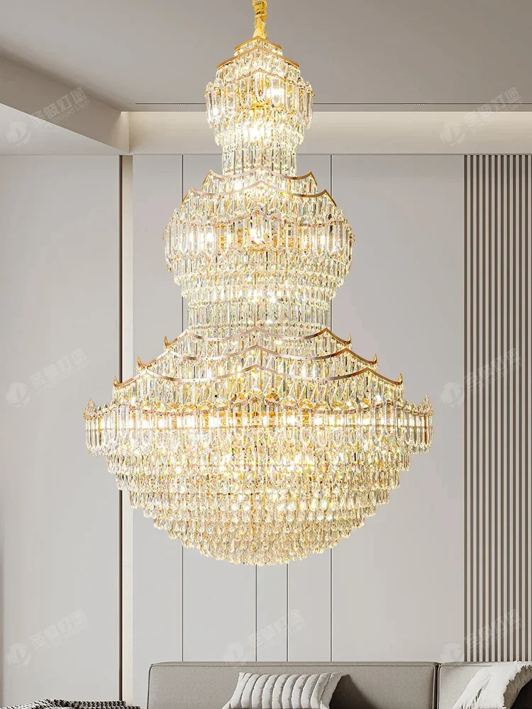 New duplex chandelier villa high and empty imported crystal lamps customized high-end large living room main light