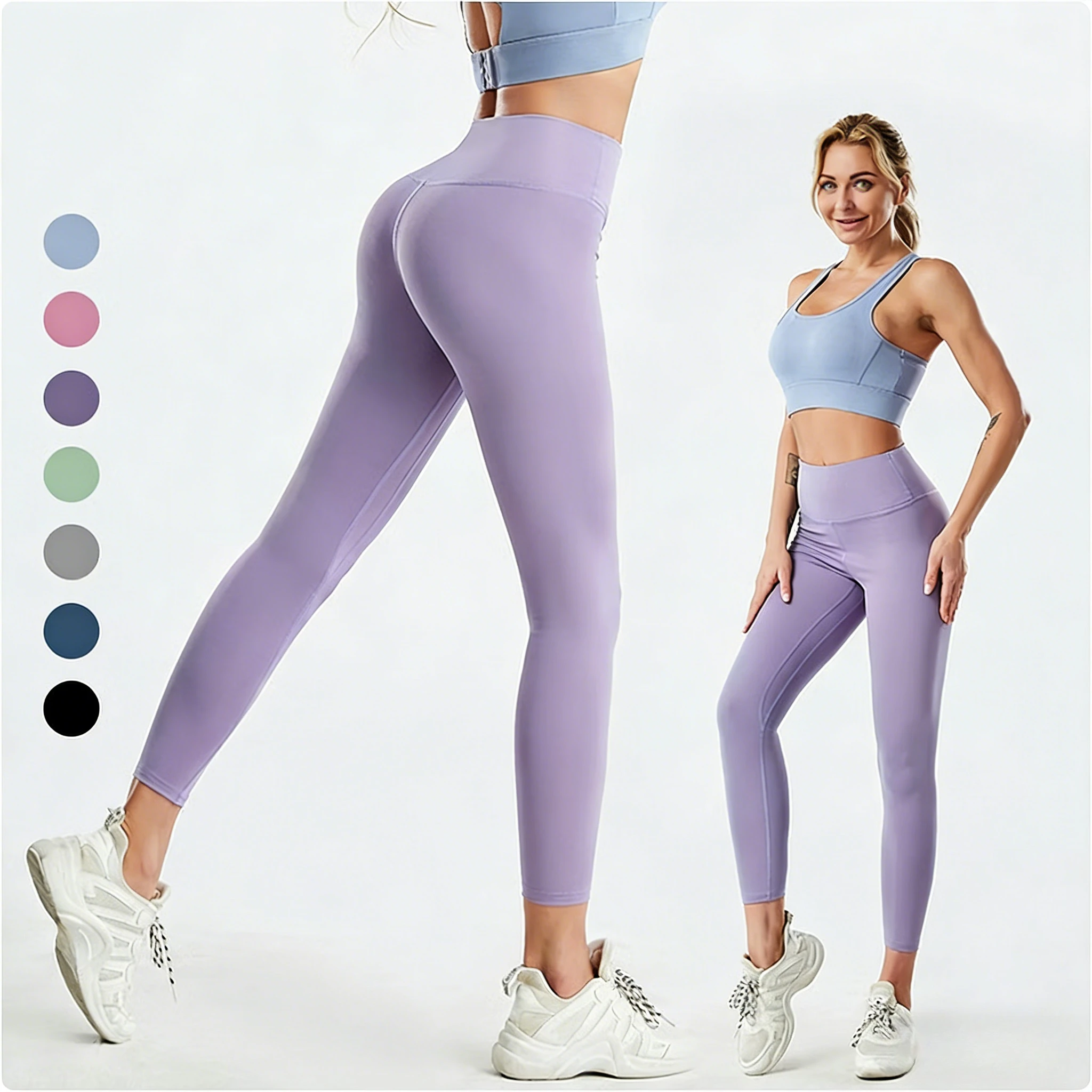 

2026 Women's Yoga Pants High-strength Elastic Peach Buttocks Fine Needle Reinforcement Anti-roll Edge Prevention Crotch Friction