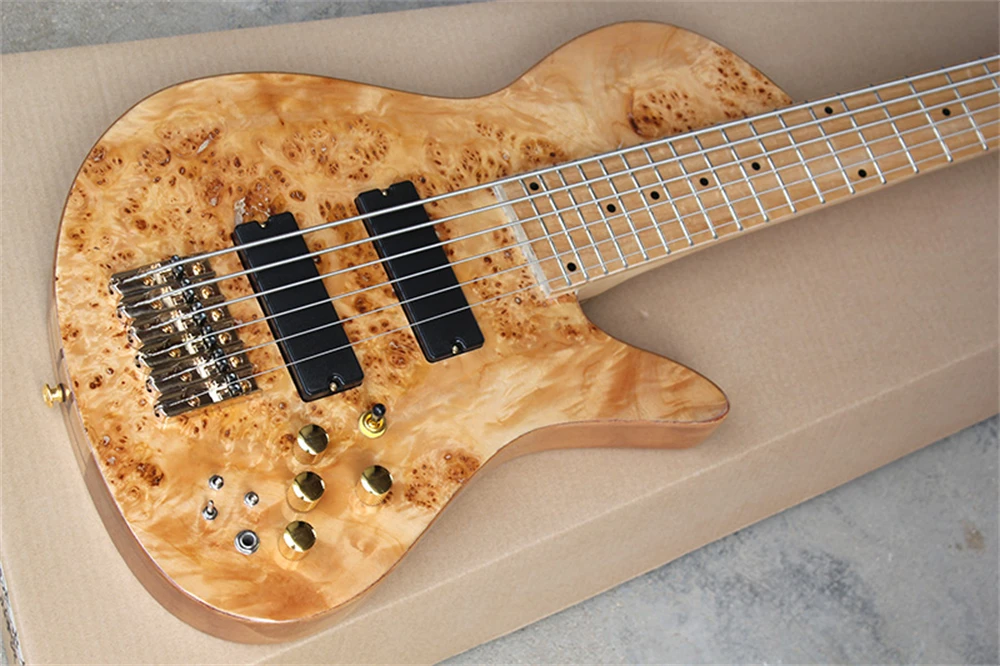 Flyoung 6 سلاسل الأجهزة الذهبية الغيتار الكهربائي باس مع العقدة الأعلى، عرض تخصيص