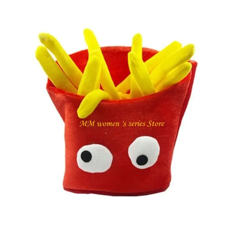 Q39C French Fries Hat Headgear Fun Halloween Costume Accessories Photo Props