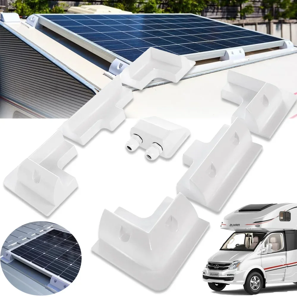 Solarpanel-Montagehalterungen mit Doppeldrahtloch-Modul für Wohnmobile, Yachten, Campingbusse, Wohnwagen – Solarpanel-Montageset, 7 Dachhalterungen, kein Bohren erforderlich (Weiß)