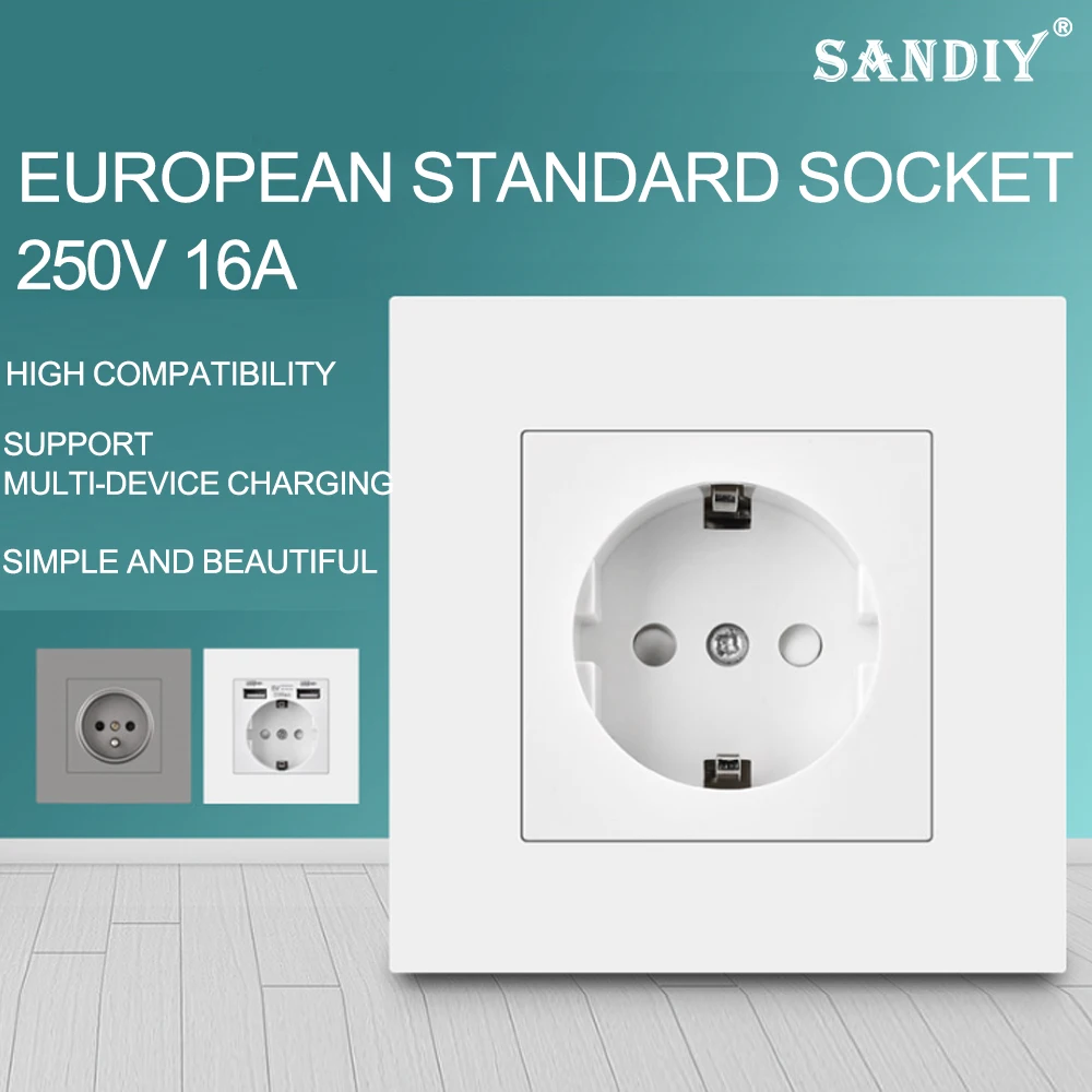 

Wall panel power socket plug European-style power adapter socket round hole power socket indoor use socket panel power supply wa