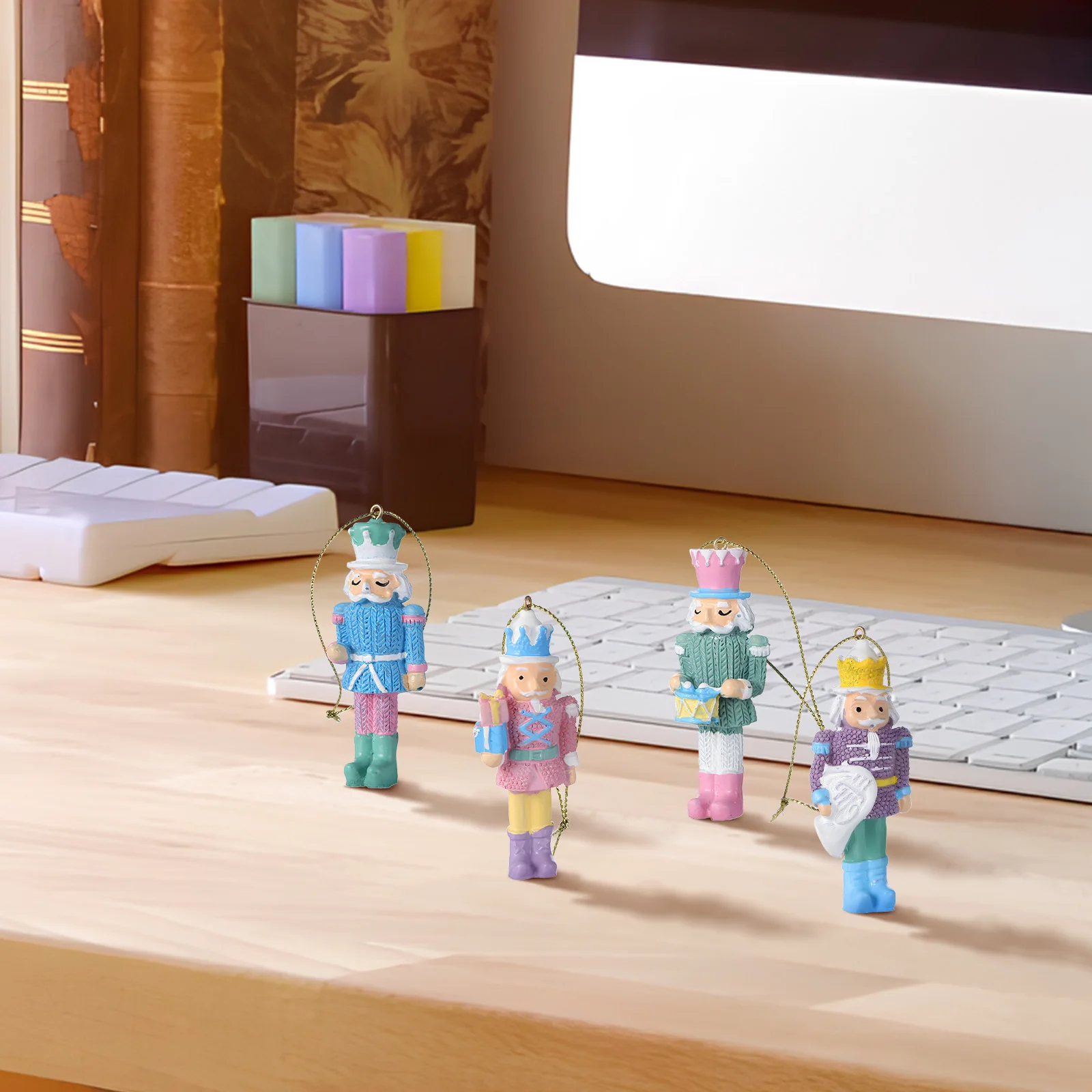 

8pcs Christmas Nutcracker Hanging Ornaments Wood Xmas Decor Indoor Holiday Home Decoration Festival Craft Wooden Statue Table