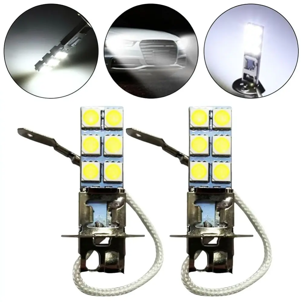 High Performance LED Fog Light H1 H3 12SMD LED Bulb White 6500K Car Driving Lamp Universal Auto Replacement Lighting Gear
