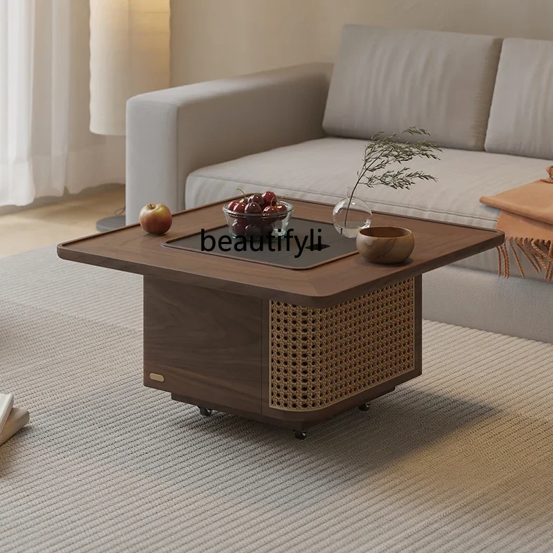 

Solid wood stove for making tea Household tea table Indoor balcony Fire stove Electric ceramic stove Black walnut oven Outdoor