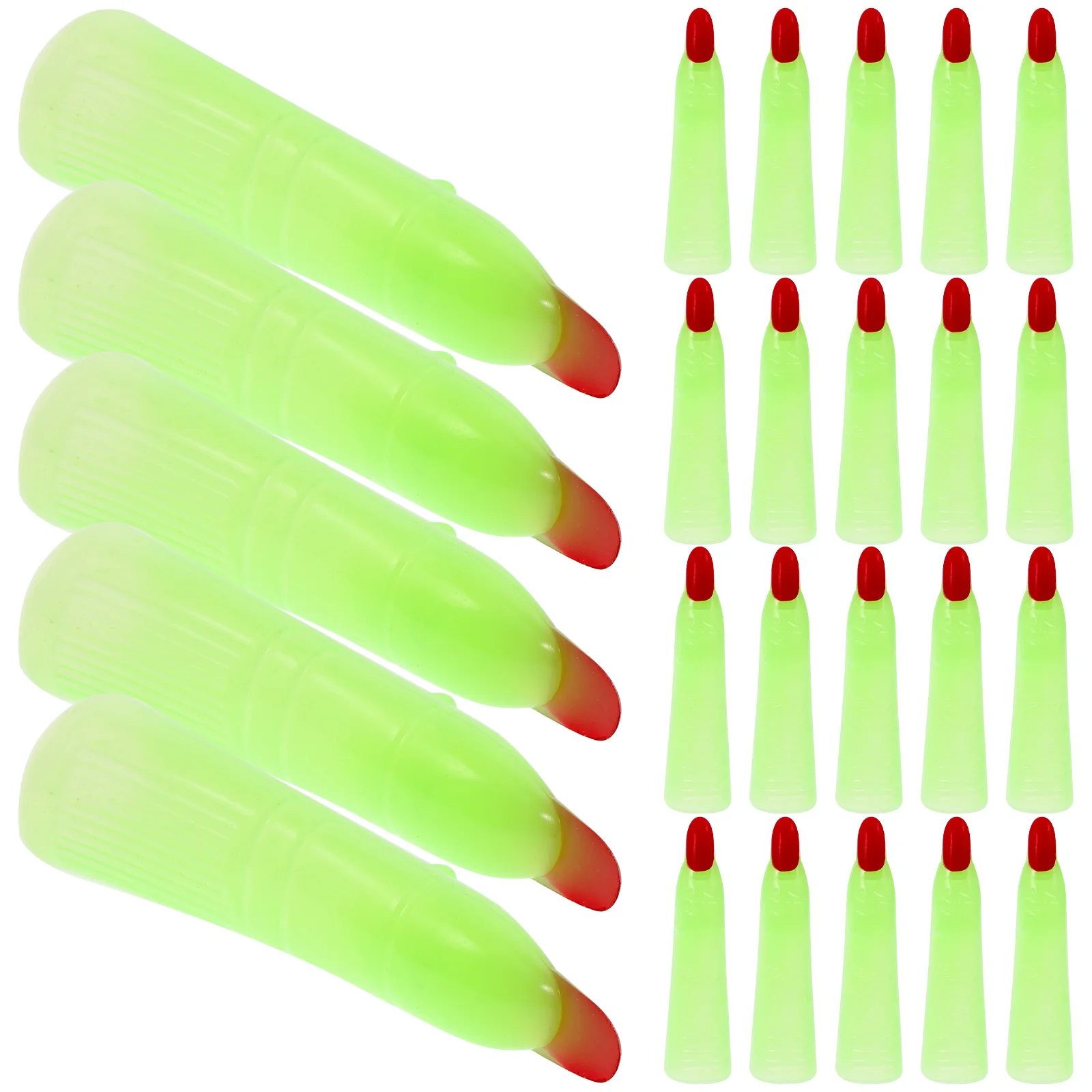 50PCS Halloween Witch Fingers Fake Nails Luminous Noctilucent Spooky Scary Witches Fingers Party Props Costume Fingers Random