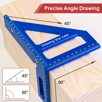 Precision Aluminum Alloy Woodworking Square - 45/90 Degree Angle Measuring Triangle Ruler - Upgraded Hole Scriber Marking Gauge