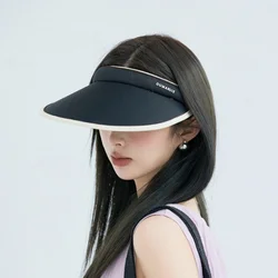 Color Blocking Ice Silk Hairband Hollow Top Hat Korean Fashion Shading Sunscreen Hat Student Sun Hat Outdoor Mountain Climbing