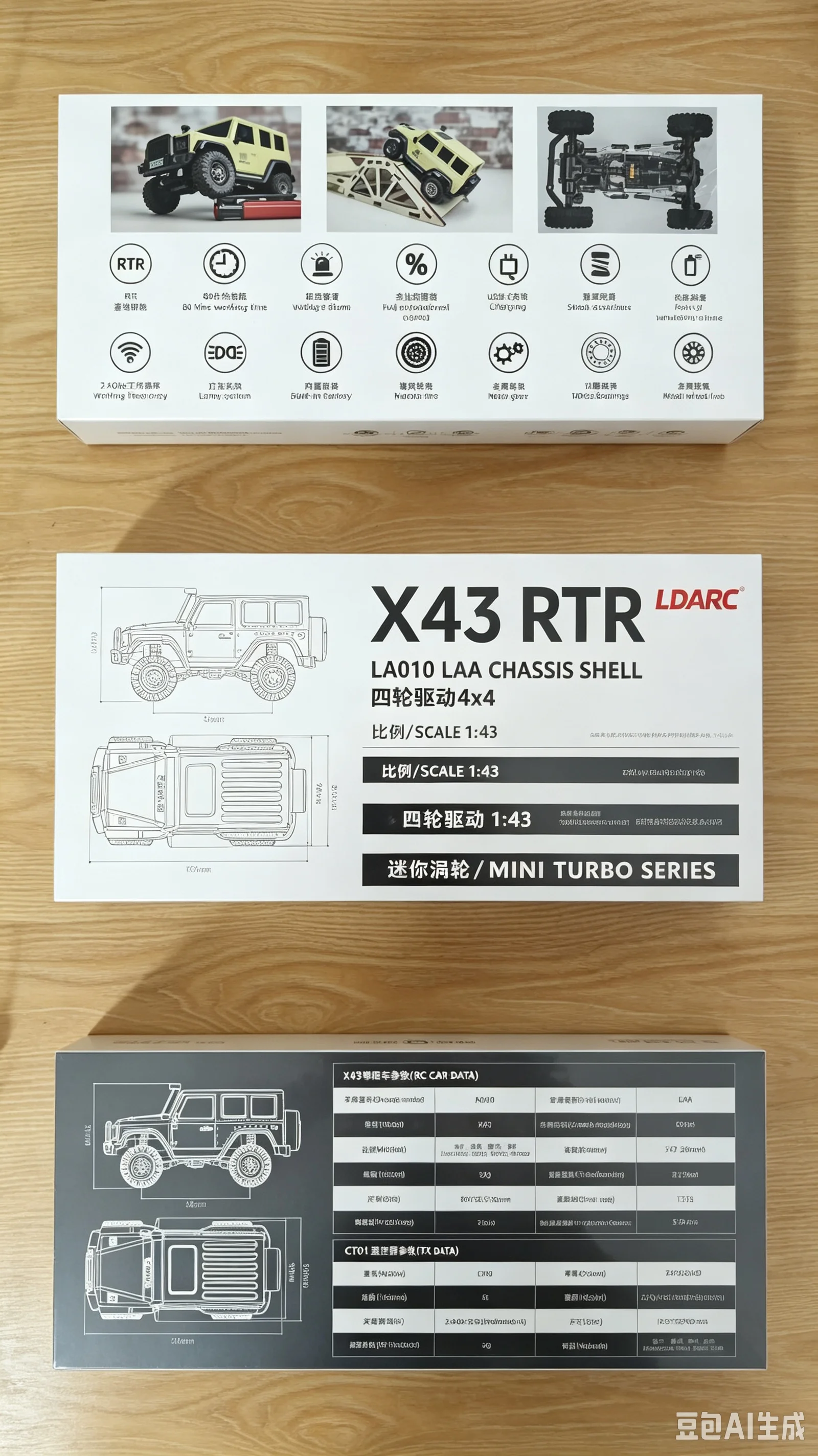 LDARC X43 RTR 1/43 Mini RC Crawler 4WD 4x4 Remote Control Off-road Climbing Car, Hobby Grade RC Vehicle for Adults Kids, Birthda