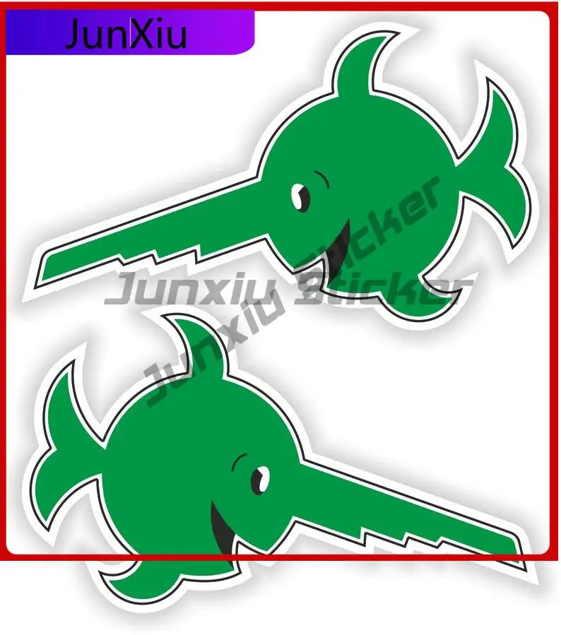 

Sawfish Laughing Green 2x German Cute Bumper Laptop Durable Vinyl Vehicle Decor Vinyl Decal For Car Truck SUV Window Bumper