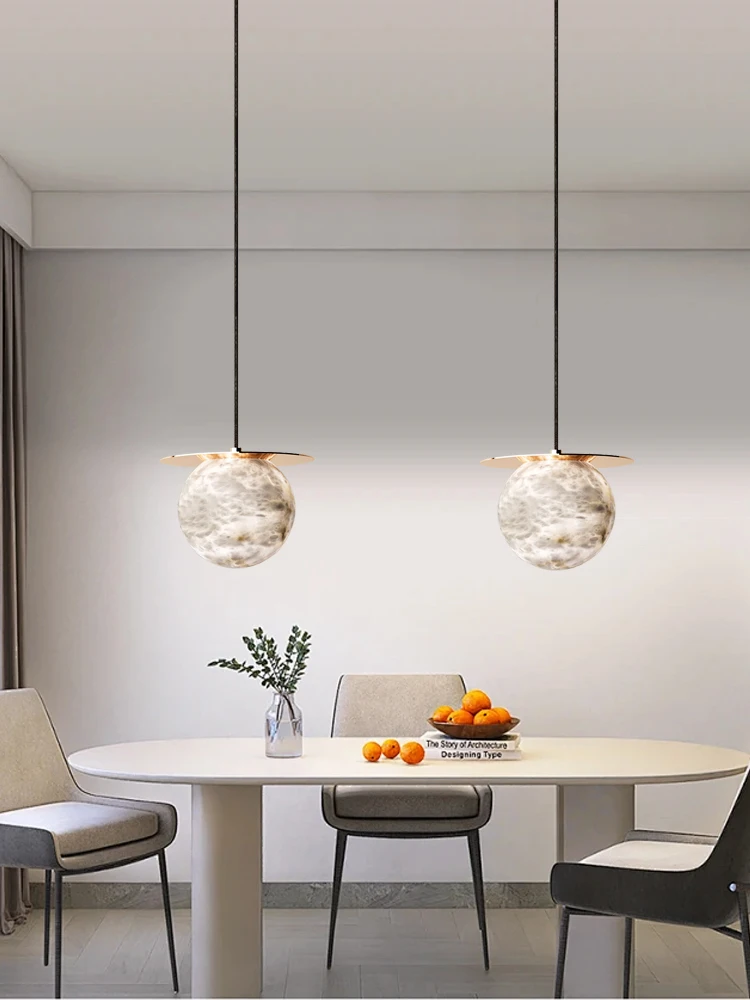 

Light Luxury All Copper Gold Silver Round Natural Lucite Ball Pendant Light,Ceiling Adjustable Living Room Decorative Fixtures.
