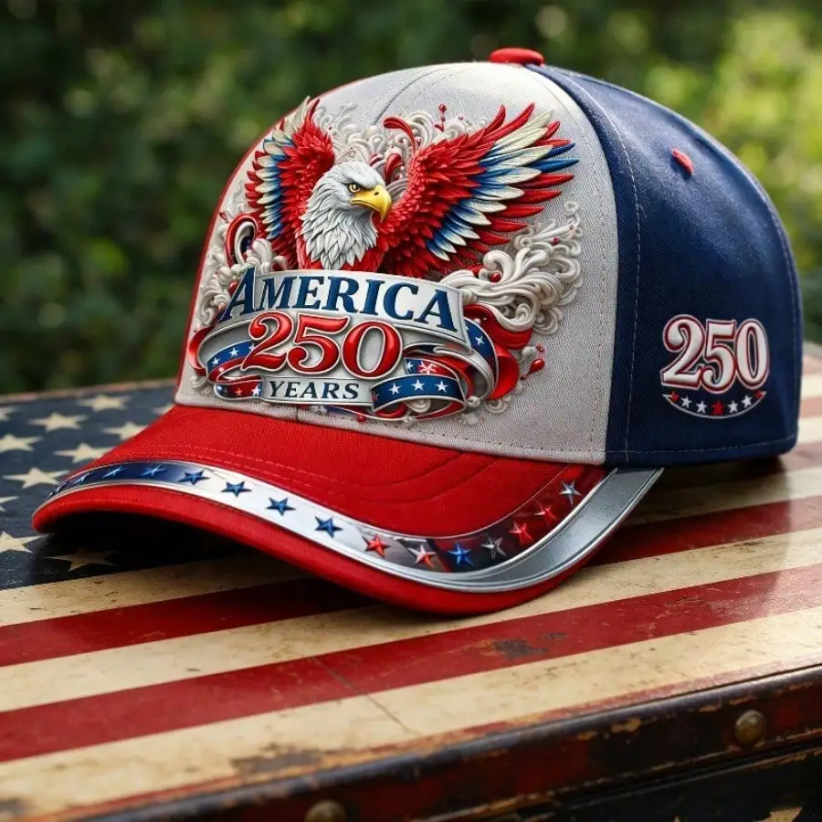 250th Anniversary Patriotic Baseball Cap, Red Eagle American Themed Unisex Hat, Adjustable Polyester Cap,best Gift for Patriots