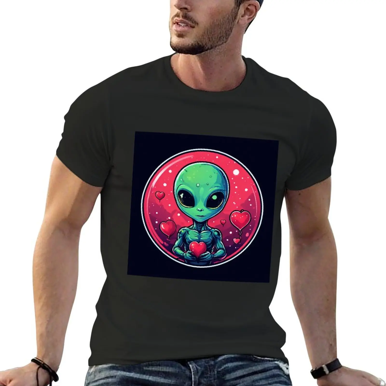 

Alien and hearts T-Shirt essential t shirt anime stuff mens graphic t-shirts hip hop