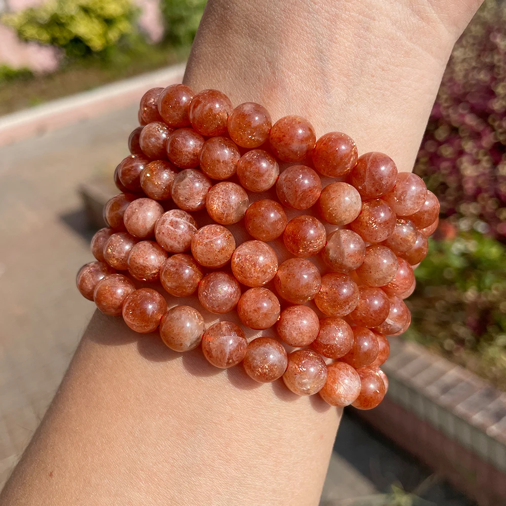 Natural Brazil Gold Sunstone 8.5-9mm Bracelet Loose Beads for Jewelry Making Design DIY Bracelet & Gift