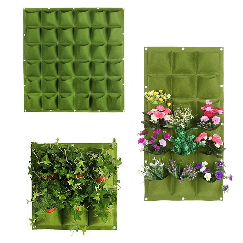 

12/25/36Pockets wall hanging Grow Bags flower plant pots indoor Vertical Garden flowerpot planter Vegetable Growth fabric bag R
