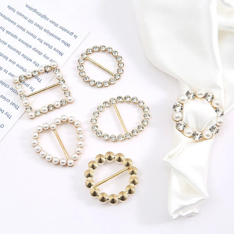 Women Geometric Brooch Clothes Corner Knot Button Ring Shirt Hem T-shirt Scarf Buckle Clothes Decoration Accessories