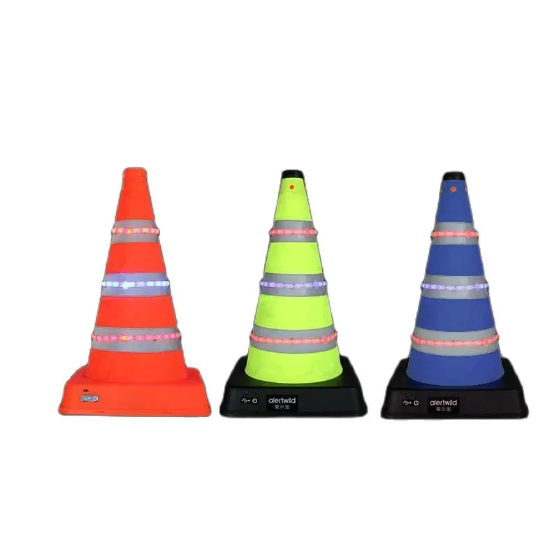 41CM LED Safety Road Cone Folding Roadblock Charging Telescopic Reflective Traffic Cones