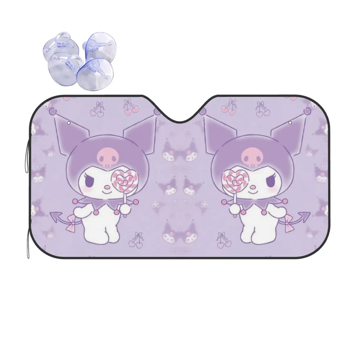 

Kuromi солнцезащитный козырек на лобовое стекло в японском стиле, забавный козырек на переднее окно автомобиля 76x140 см, солнцезащитный козырек, защита от ультрафиолета