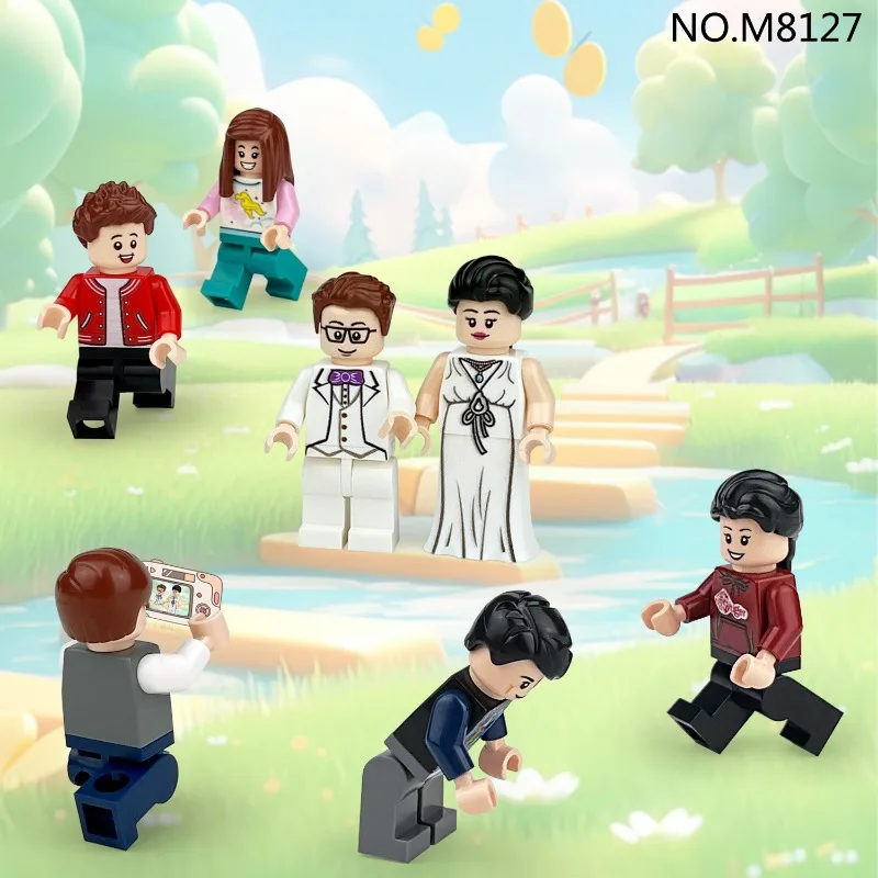 M8127 Schülerreisegruppen-Puppen, Lehrerinnen und Kinder bauen kleine Partikelspielzeuge, Mini-Puppen und humanoide Puppen zusammen. – Detail 3