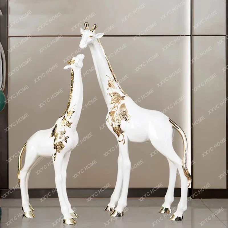 Nordic Room Decor Giraffe Sculpture Large Crafts Floor Decoration Creative Animal Statue Artwork Home Decoration Accessories