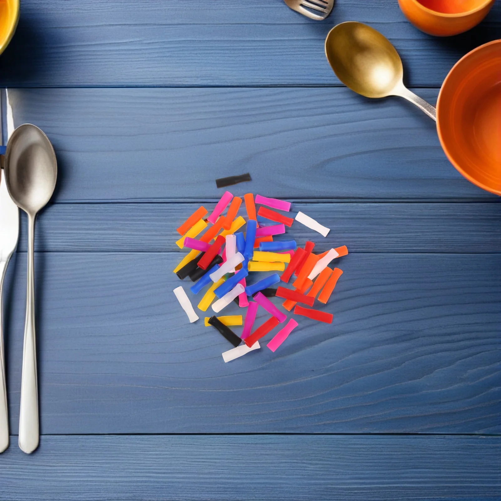 

50pcs Silicone Straw Tips Reusable Multicolored Stainless Steel Straws Cover No Metal Taste Comfortable Heat Resistant Bar