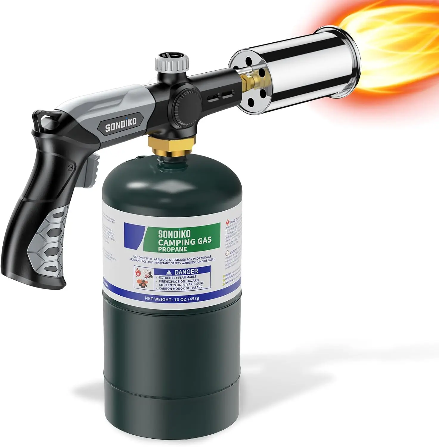 

Adjustable Propane Torch for Searing Steak, BBQ, Sous Vide, Campfire - 3272°F Flame