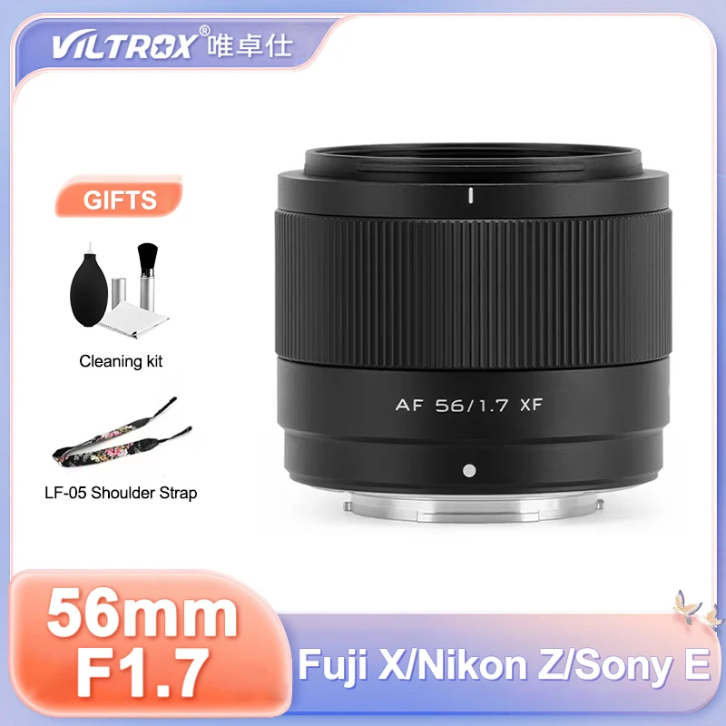 

Сверхлегкий объектив VILTROX 56 мм F1.7 с большой диафрагмой и автофокусом AF для Fuji X Nikon Z Sony E XH5 XA7 XT5 XT30 XPRO1 ZFC Z8 Z6 Z7 A7R