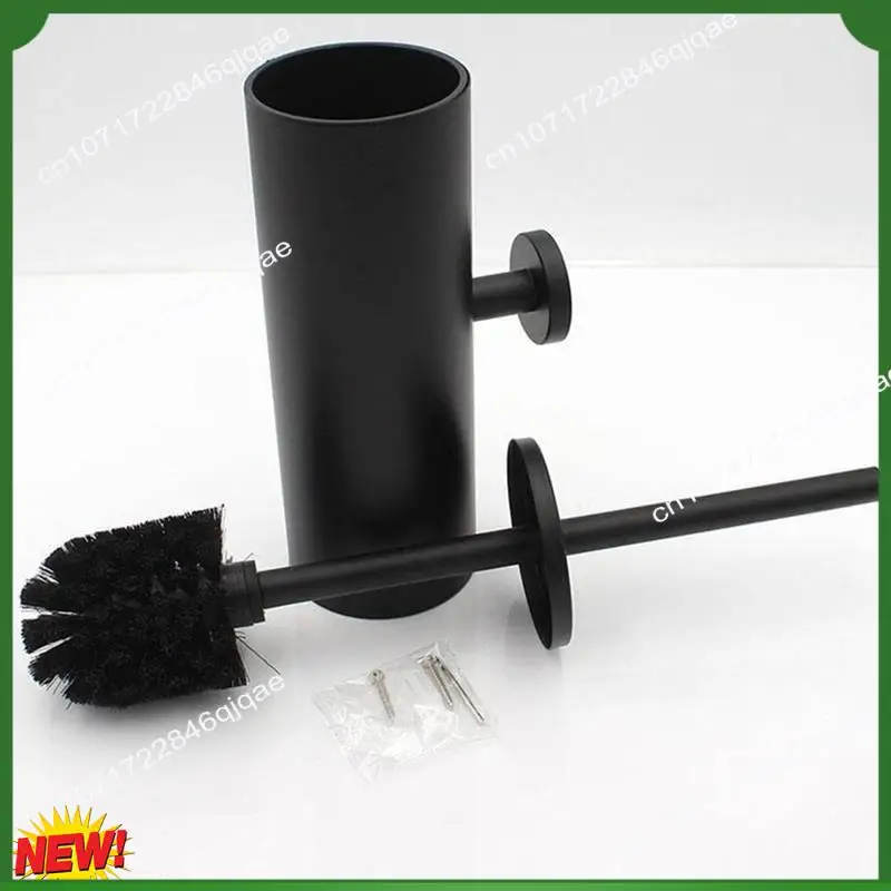 

A48I Black Toilet Brush Holder Steel Cleaning Tool Durable Vertical Mounted Wall Bathroom Toilet Brush