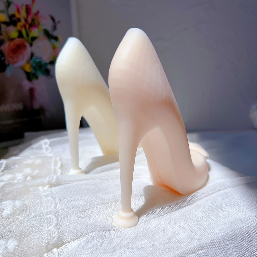 Female Pump Candle Mold Lady Logo High Heel Shoes Mould Women\'s Point Toe Shoe Wax Silicone Molds Decoration Tool