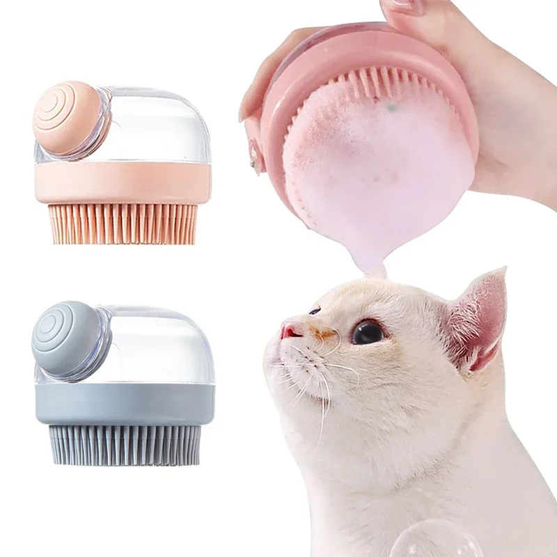 

Dog Bath Brush Cat Comb Grooming Brush Pet Shower Brush Safety Silicone Comb With Shampoo Box For Dogs Cats Clean Bath Tools