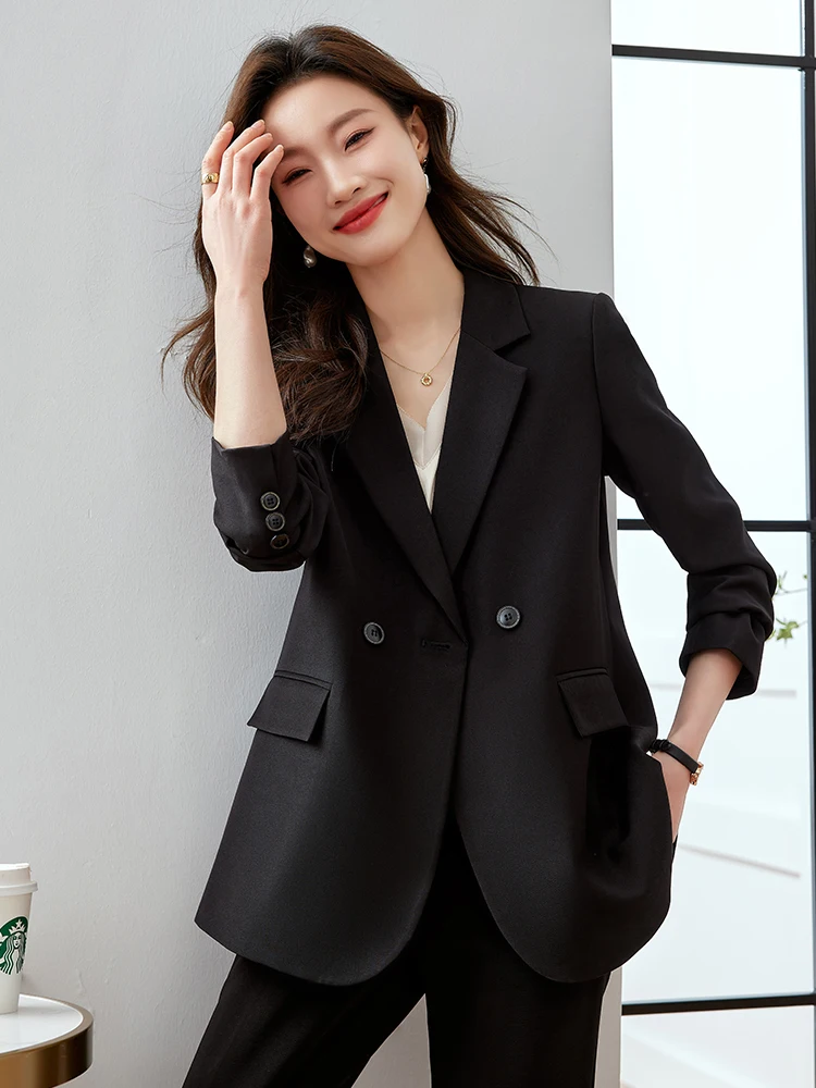 Pink Apricot Black Women Casual Blazer Ladies Female Long Sleeve Loose Coat Jacket For Autumn Winter