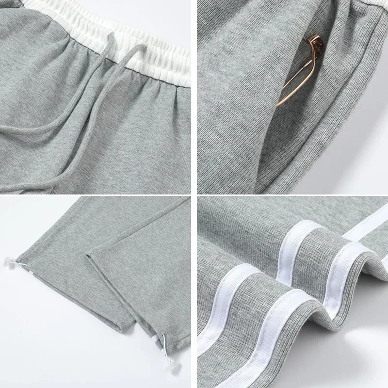 Meisjes chique patchwork dunne joggingbroek vrouwelijke streetwear hoge taille losse broek damesmode comfortabele wijde pijpen broek