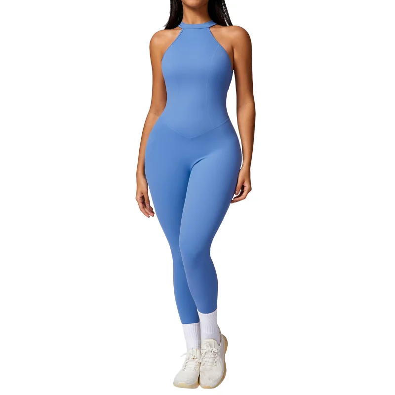 

ZC-Peach Hip Raise Beauty Back Yoga Jumpsuit Women's Outdoor Running Tight Sports Quick-Drying Workout Clothes8602