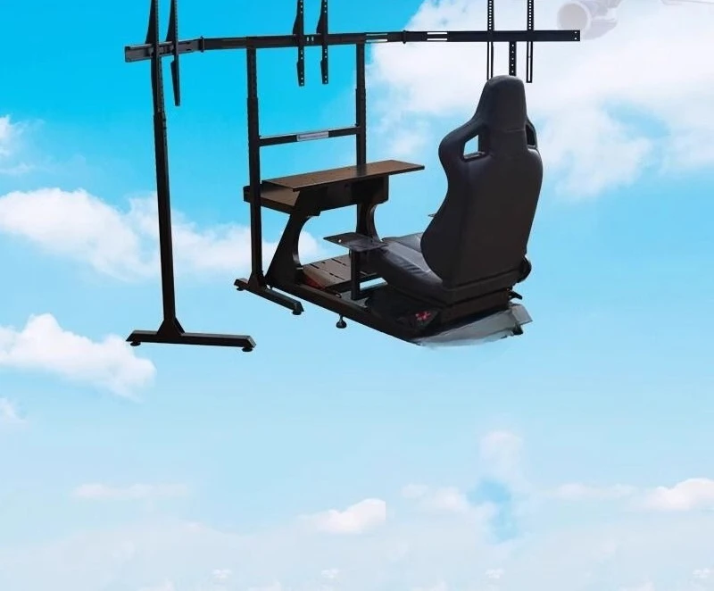 Flight emulator third generation big three screen version monitor seat bracket cockpit rocker peripheral