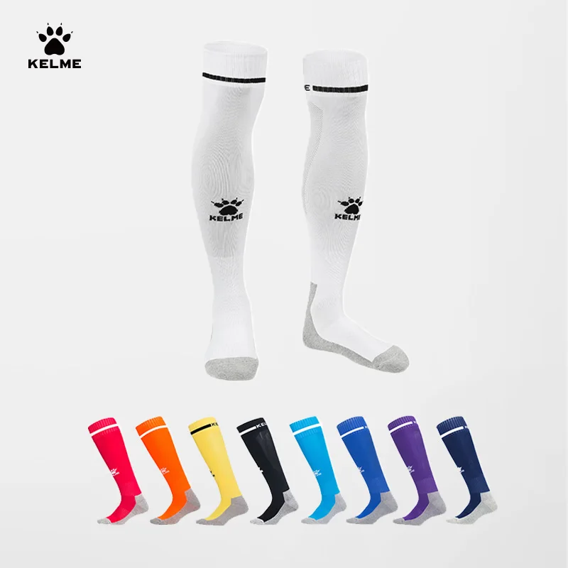 KELME Men\'s Sports Socks High-knee Soccer Socks Non-slip Football Thicken Fabric Knee socks Anti-wear Comfortable 8101WZ5001