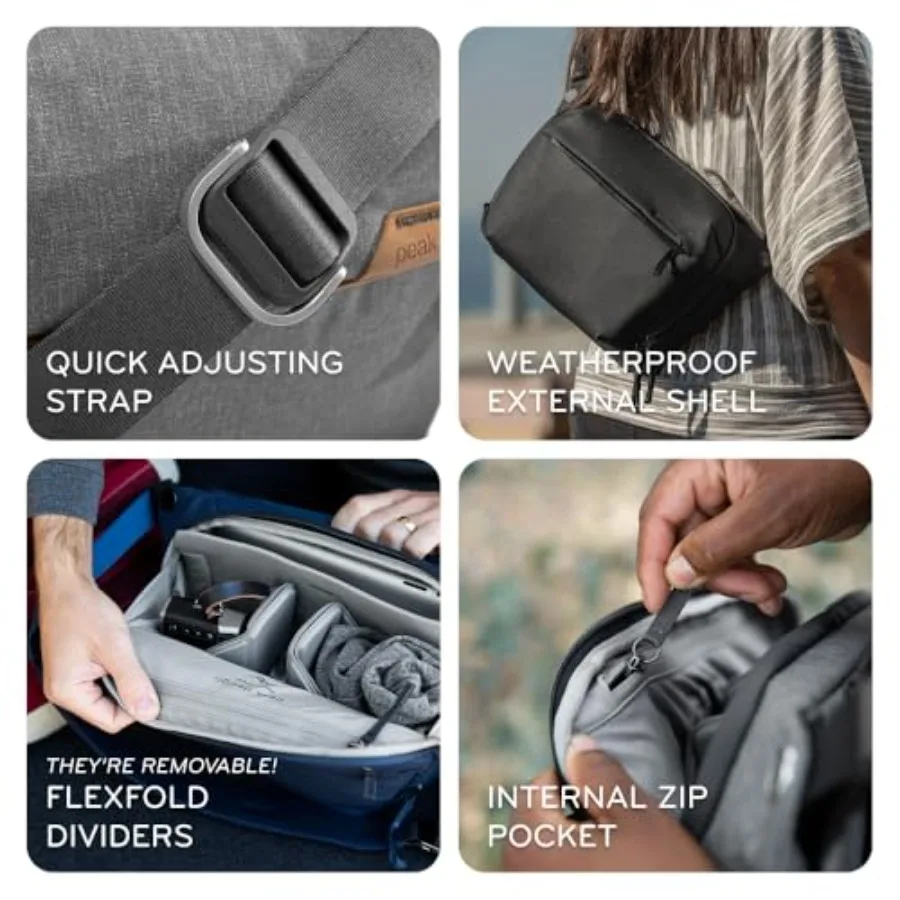 حزام كتف مبطن بحزام كتف قابل للتعديل من Peak Design Everyday Sling 6L Kelp لحمل الجسم أو الخصر فواصل FlexFold مثالية لـ Ca
