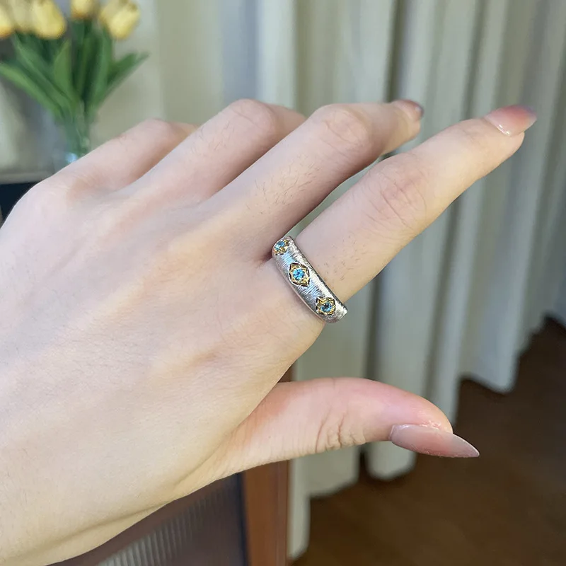 Italian Vintage Rigato Textured Brushed Ring Fine Jewelry 925 Sterling Silver Engagement Daily Luxury Statement Band For Women