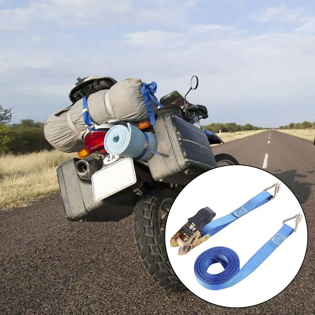 1Set Automotive Cargo Binding Belt Heavy Duty Tie Down Strap Quick Release Cam Buckle Secure Motorcycle Trunk Strap