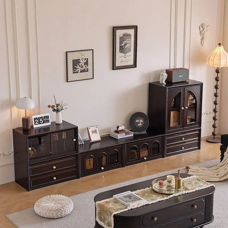 DSA retro style solid wood TV cabinet living room combination cabinet medieval retro module cabinet