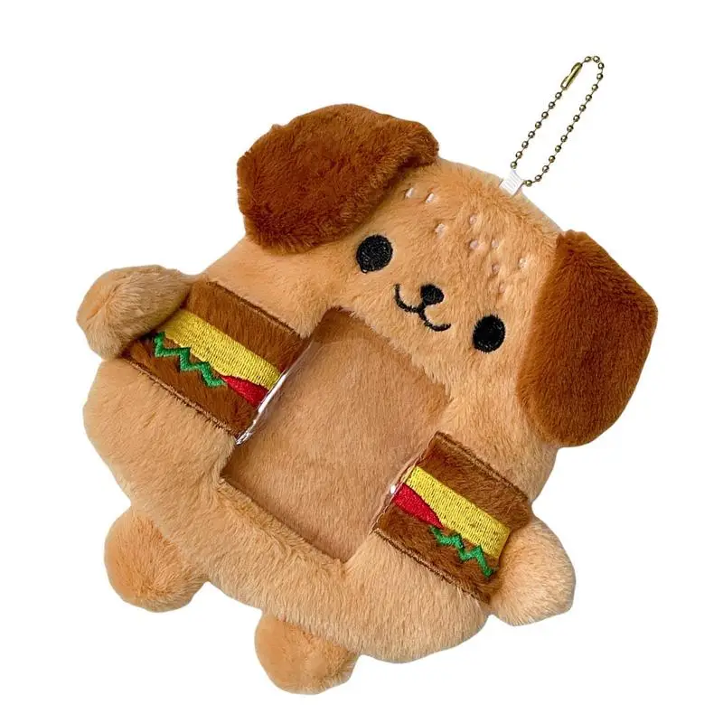 

Cartoon Photo Card Holder Plush Animal Photo Card Holder Hamburger Dog Design Protective Card Sleeve For Celebrity Photo