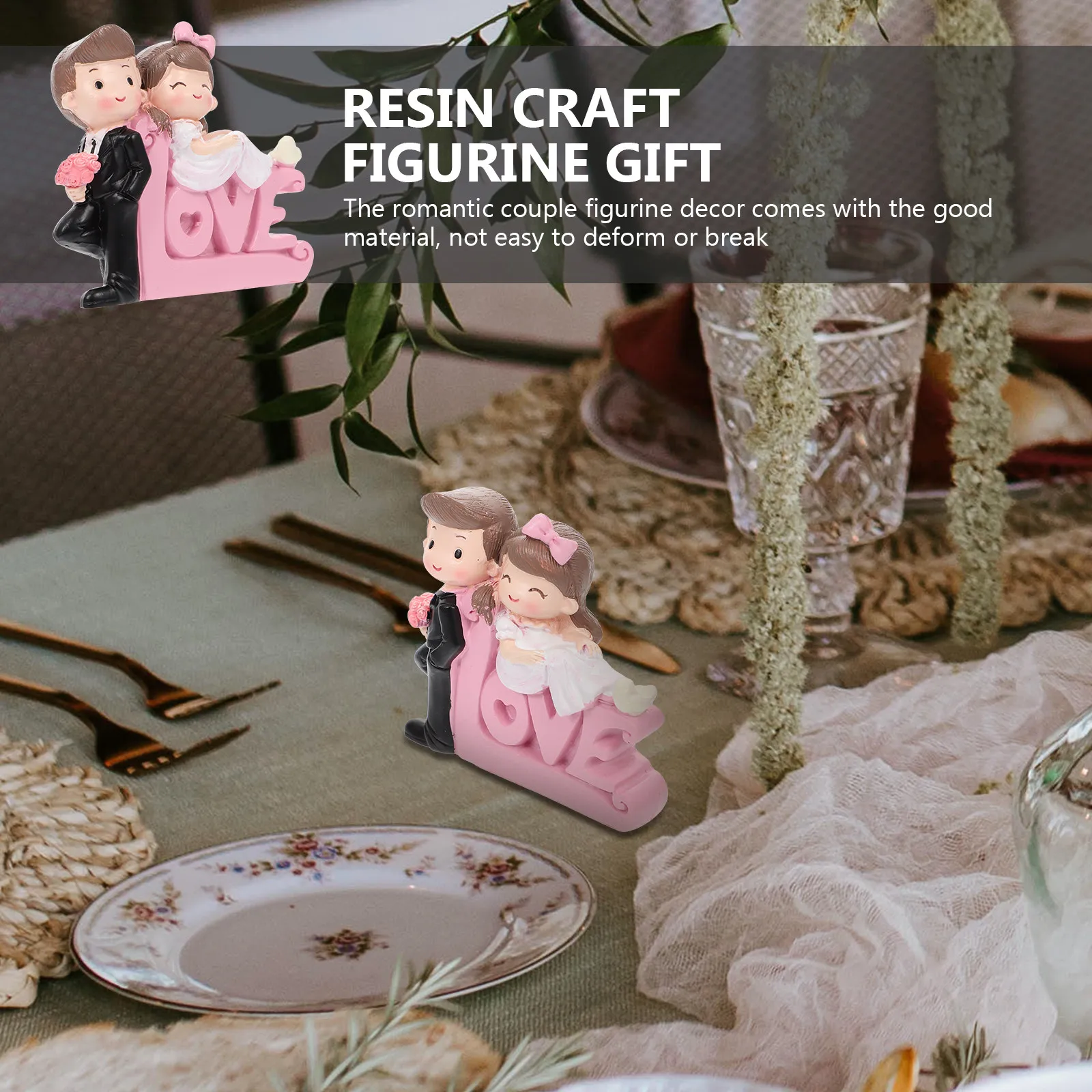 1Pcs Romantic Couple Resin Adornment Exquisite Desktop Decor for Valentine's Day Engagement Proposal Home Office Indoor Outdoor