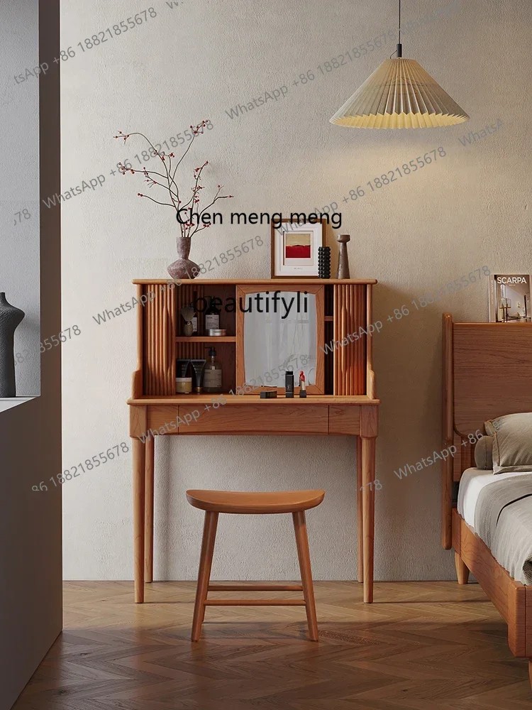 

ss7304 Nordic Solid Wood Dresser Modern Minimalist Solid Wood Cherrywood Large Capacity Makeup Table