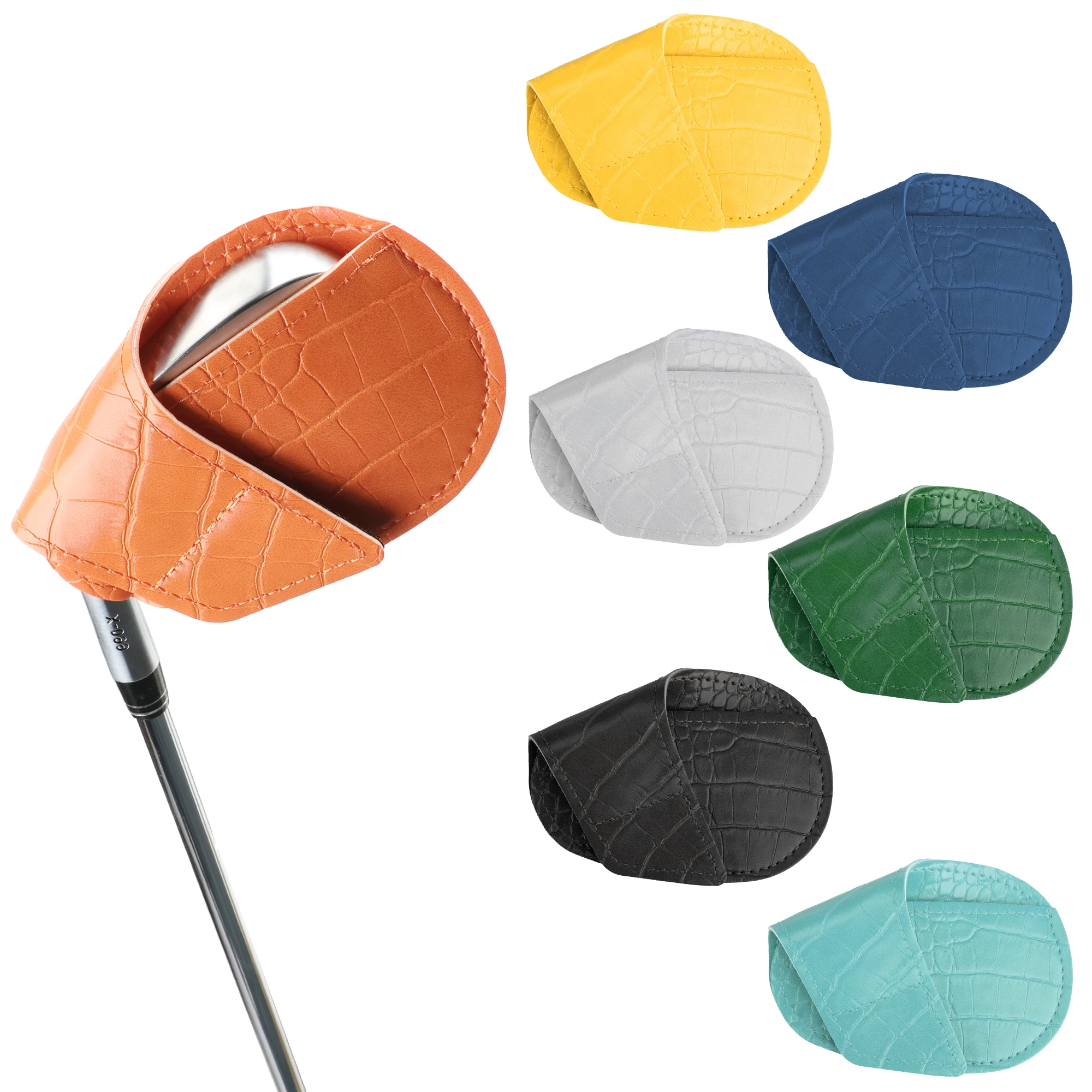 10Pcs Golf Iron Head Covers Crocodile Pattern, PU Leather, Durable Anti scratch Protection, Universal Fit for Golf Irons