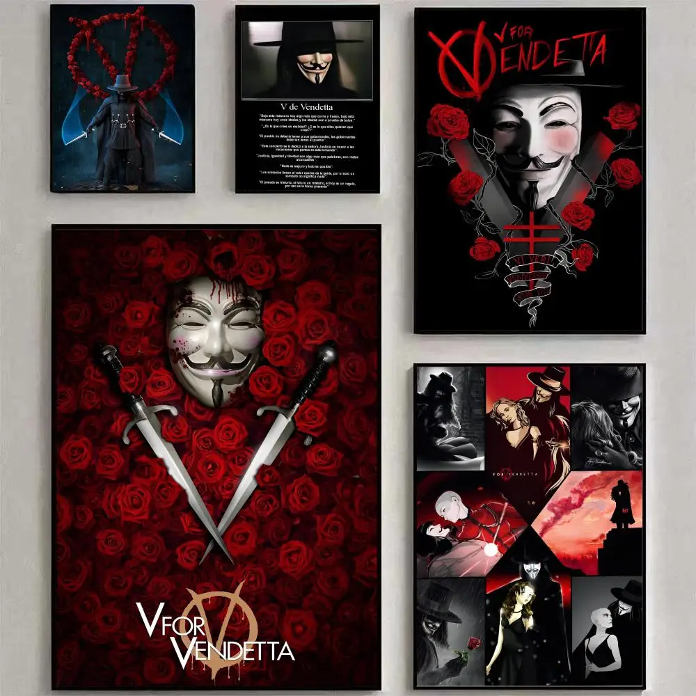 Classic Hackers Movie V For Vendetta Poster Poster Waterproof HD Wall Art Decal Self-Adhesive Aesthetic Decor For Home Living