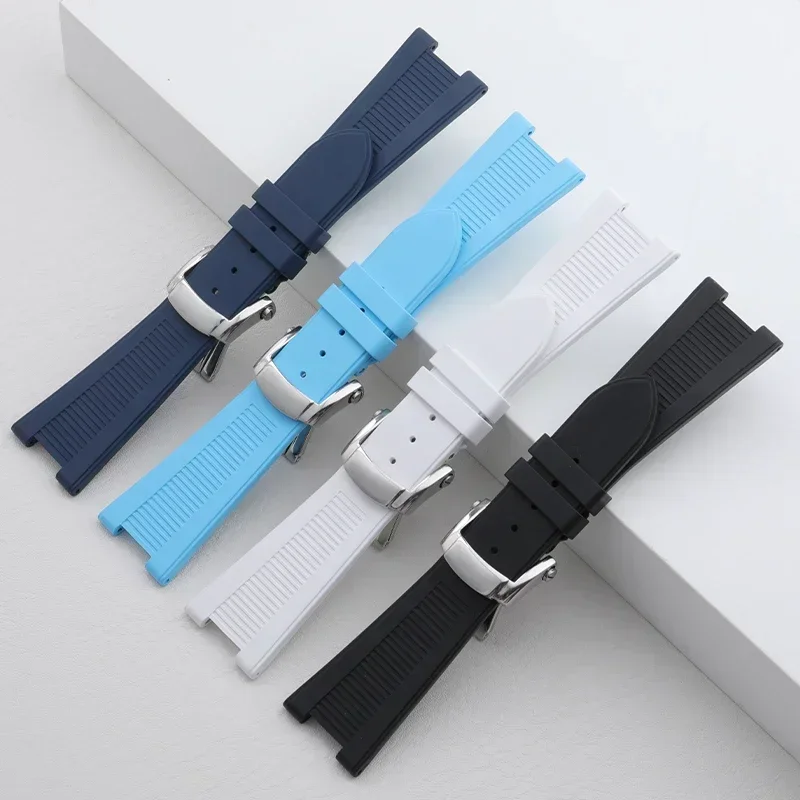 25x12mm Soft Quality Nature FKM Fluororubber Watchband For Patek Strap For Philippe Nautilus 5711/5712/5980 Original Interface