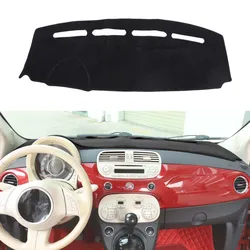 For 2008-2023 Fiat 500 dashboard sun protection mat (black) car protective accessories 1-piece set (Levopeptide)