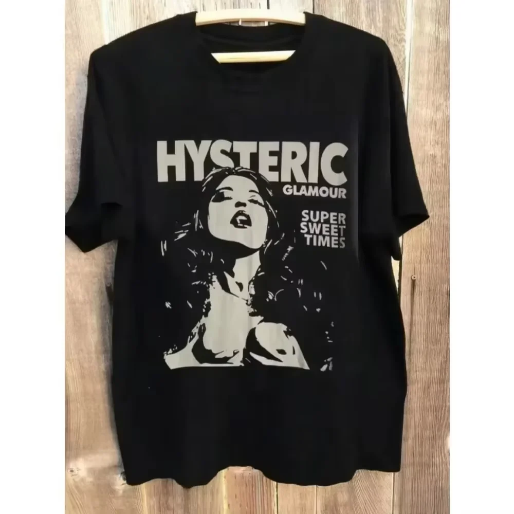 2026 New Y2K Aesthetic Retro Hysteric Glamour 90s Charcoal Graphic Pattern High-Quality Comfortable Casual Unisex Summer T-Shirt