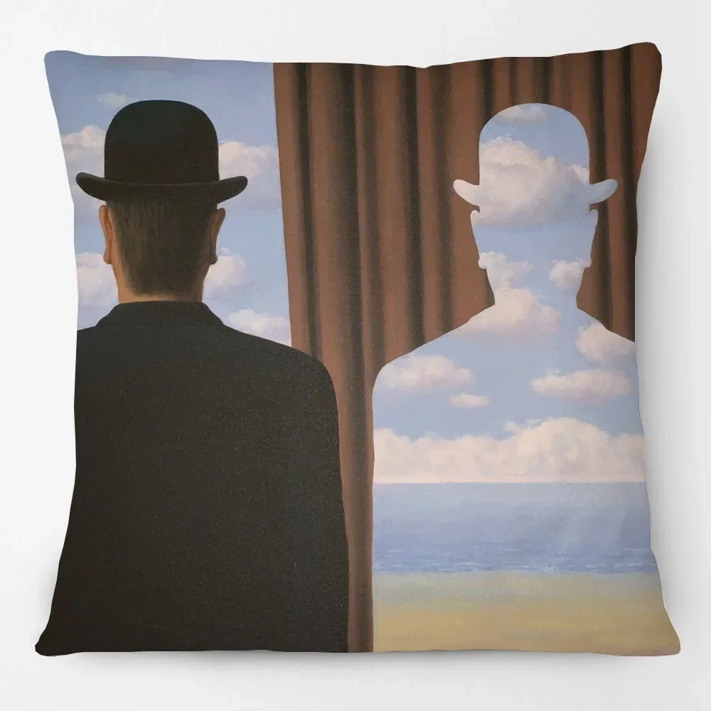 European Surrealism Art Cushion Covers Rene Magritte Famous Oil Painting Decorative Pillow Case