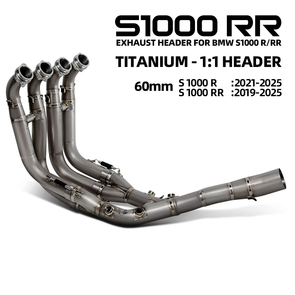 

Motorcycle Exhaust Header Tube For BMW S1000RR 2019-2025 S1000R 2021-25 Titanium Alloy 60mm Manifold